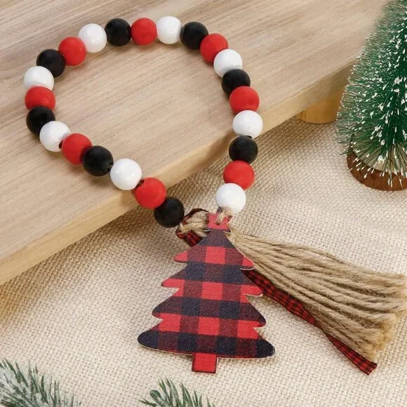 New Believe Merry Christmas Wooden Signs & Buffalo Plaid Gnomes Plush Set Decor - Picture 4 of 6